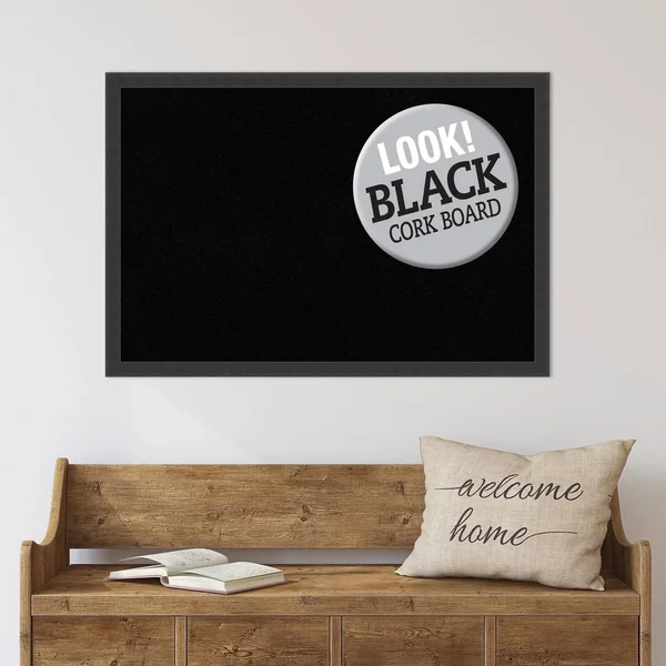 Amanti Art Mezzanotte Black Framed Cork Board