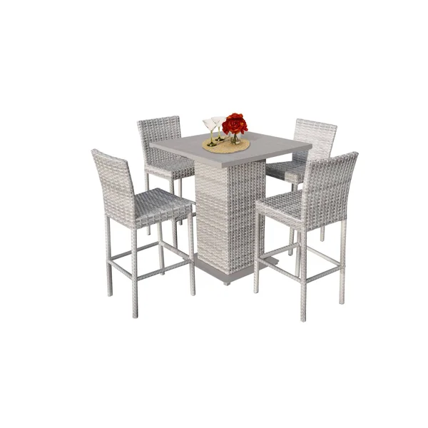 TK Classics Fairmont Pub Table Set with Barstools 5 Piece Outdoor Wicker Patio Furniture