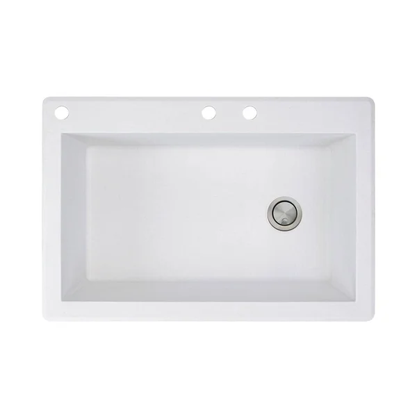 Transolid Radius Drop-in 33-in x 22-in Black Single Bowl 3-Hole Kitchen Sink, RTSS3322-09-CAD