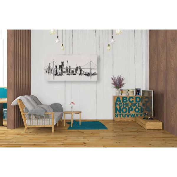 Epic Graffiti 'Bridge and Skyline Silver' by Avery Tillmon - Canvas Wall Art, 30 inchx60 inch, Size: 30 x 60, White