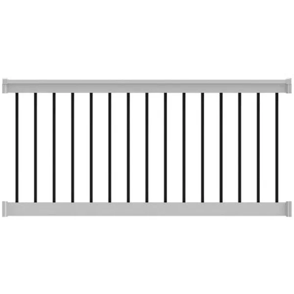 Deck Railing Finyl Line T-Top Vinyl White Round Level, 6 ft. x 36 in.