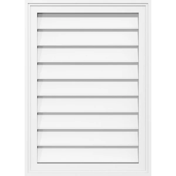 Ekena Millwork GVPVE16X2602SN 16x22W x 26x22H Vertical Surface Mount PVC Gable Vent: Non-Functional, w/ 2x22W x 1-1/2x22H Brickm