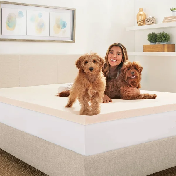 Twin 1.5 Copper Infused Gel Memory Foam Mattress Topper Beige - Made by Design