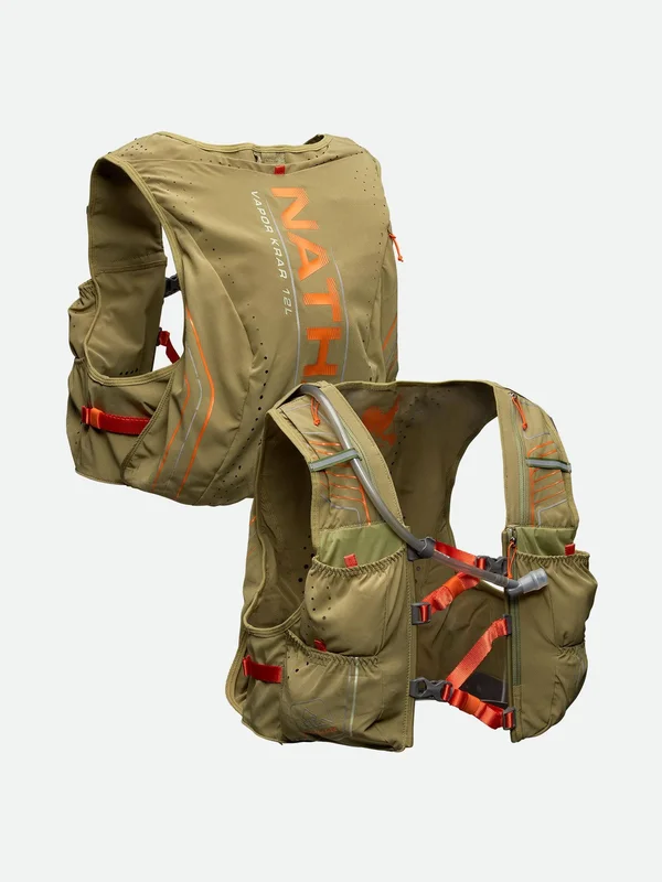 Nathan VaporKrar 12L 2.0 Insulated Hydration Vest Mosstone/Exuberance, Xs