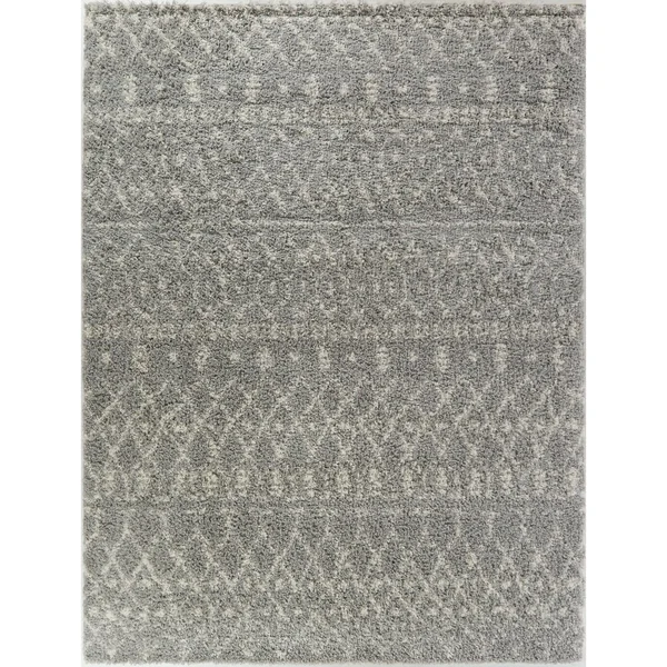 BALTA Dominic Grey/Cream 8 ft. x 10 ft. Moroccan Shag Area Rug