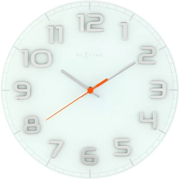 NeXtime Wall Clock Ø 30 - 0X3, 5 cm Glass White Classy Round