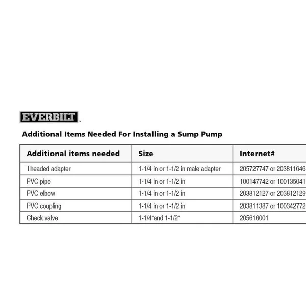 Everbilt 1/3 HP Submersible Sump Pump with Vertical