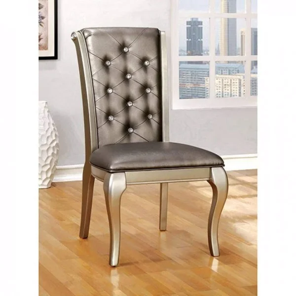 Furniture of America Amina Silver Side Chair (Set of 2)
