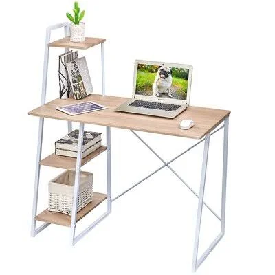 Adryell Desk Ebern Designs Color (Top/Frame): Oak/White