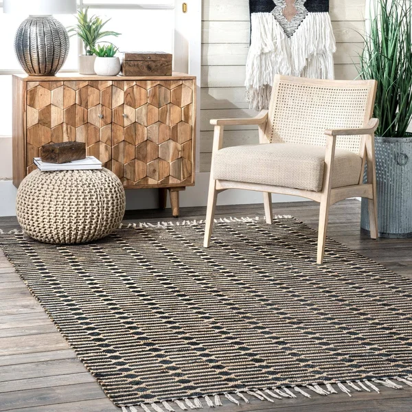 nuLOOM Lavena Printed Winged Trellis Area Rug - Black, 4x6 ft