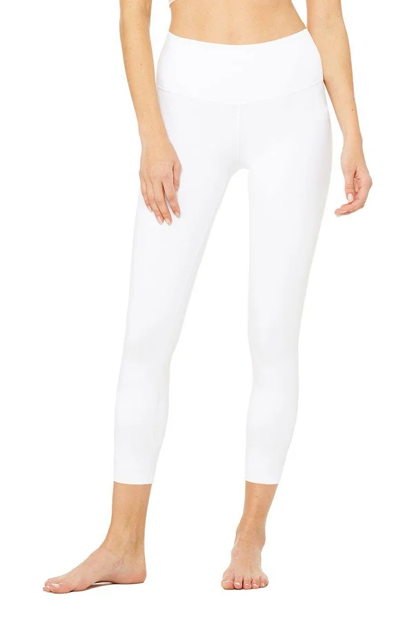 Alo High Waist Airbrush Capris (White) Women's Capri