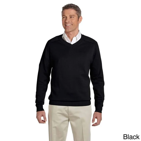Devon & Jones Men's Cotton Long-Sleeve V-Neck Sweater Black 4XL