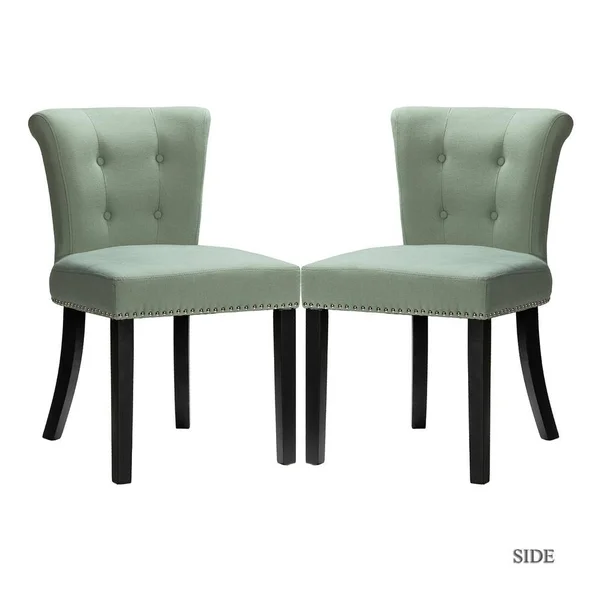 Jayden Creation Berta Sage Nailhead Tufted Upholstered Side Chair Set of 2, Green