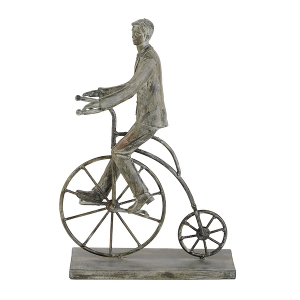 Zimlay Polystone Vintage Bicycle Rider with Distressed Grey Finish 73384