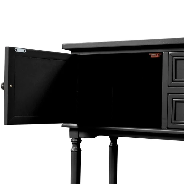 Merax Rusitic Console Table Sofa Table with 2 Drawers - 2 Cabinets and 1 Shelf - Navy Blue