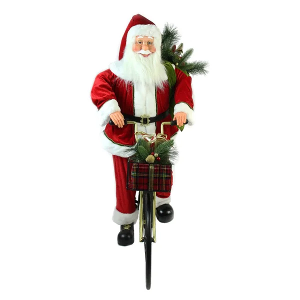 Northlight 42x22 Traditional Santa Claus Riding A Bicycle Commercial Christmas Decoration