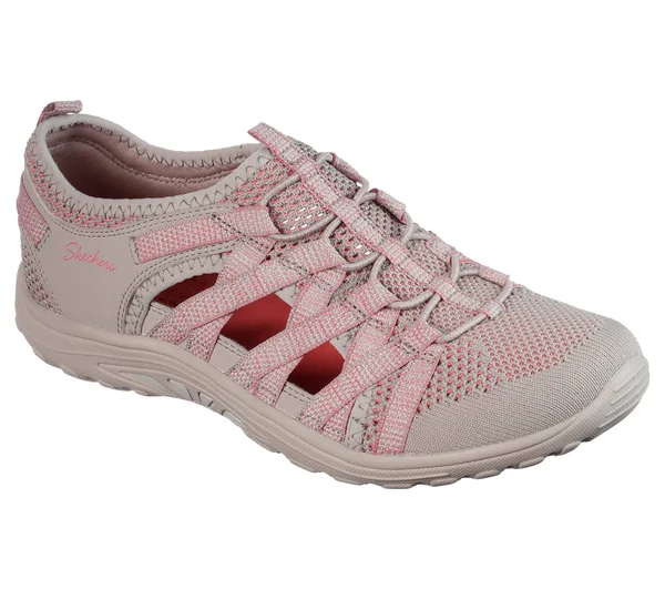 Skechers Women's Relaxed Fit Reggae Fest Hooked Closed Toe Sandal, Taupe/Pink