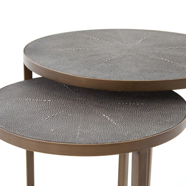 Four Hands - Shagreen Nesting Table - Antique Brass