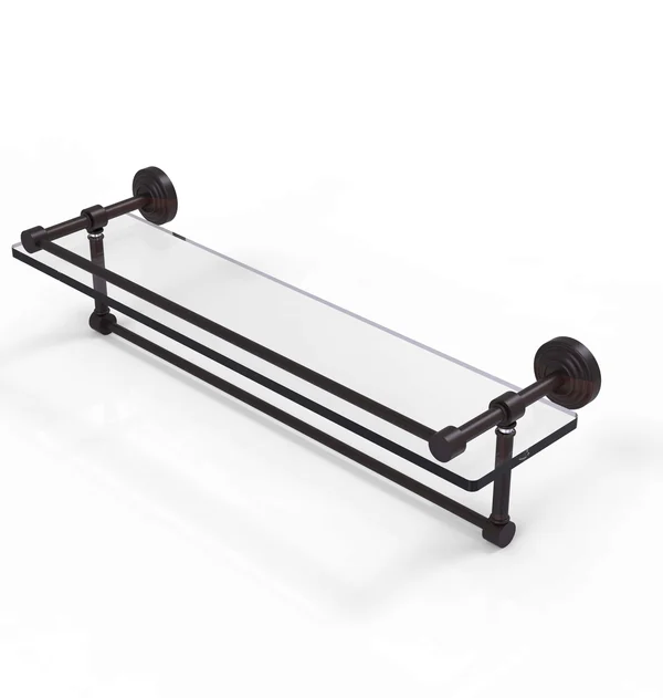 Allied Brass Gallery Glass Shelf with Towel Bar - Venetian Bronze - 22 inch
