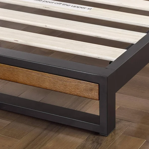 Zinus Suzanne Metal and Wood Platform Bed with Headboard - Box Spring
