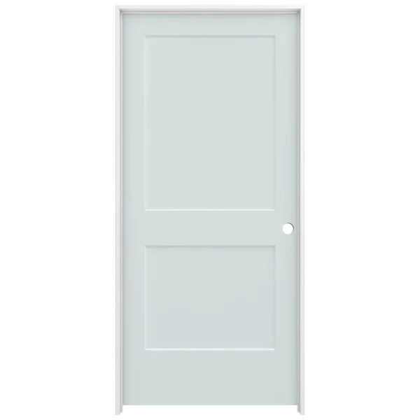JELD-WEN 36 in. x 80 in. Monroe Light Gray Painted Left-Hand Smooth Solid Core Molded Composite MDF Single Prehung Interior Door