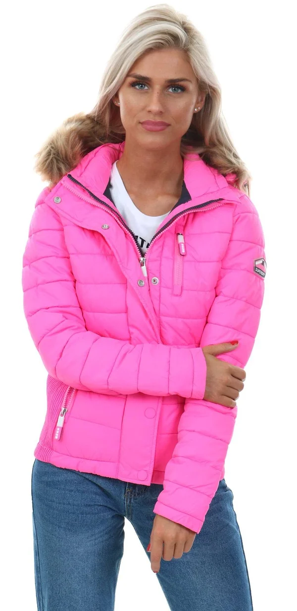 Superdry Vibe Pink Fuji Slim Double Zip Hooded Jacket