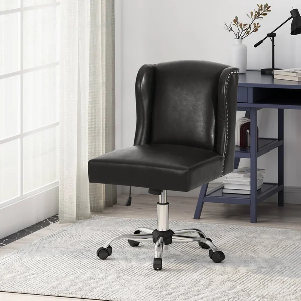 Christopher Knight Home Teresa Contemporary Wingback Swivel Office Chair, Dark Brown