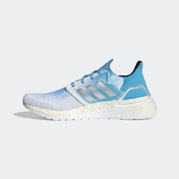 Adidas Ultraboost 20 White/Silver/Signal Cyan Men's Running Shoes - Size: 11.5