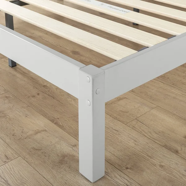 Zinus Wood Country Style Platform Bed with Headboard, No Box Spring Needed, Wood Slat Support, Twin