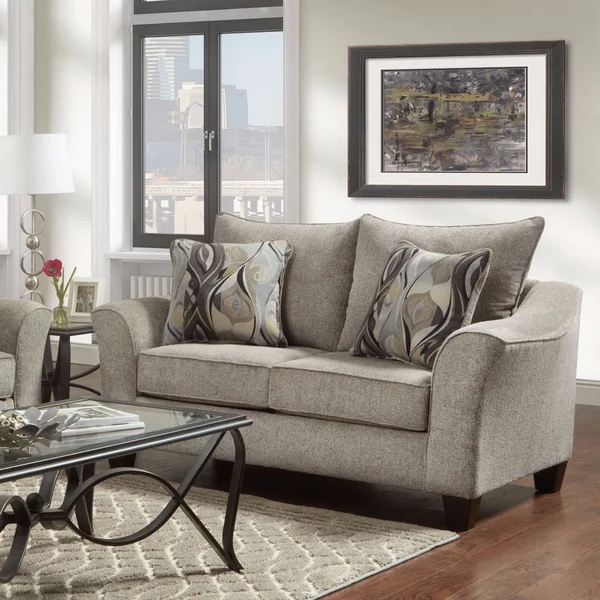 Camero Fabric Pillowback Loveseat - Silver