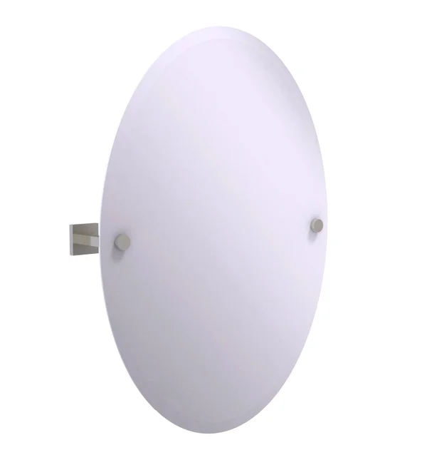 Allied Brass Montero Collection Contemporary Frameless Oval Tilt Mirror with Beveled Edge - Satin Nickel