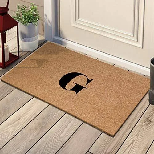 A1 Home Collections First Impression Plain Monogram Door Mat, Beige