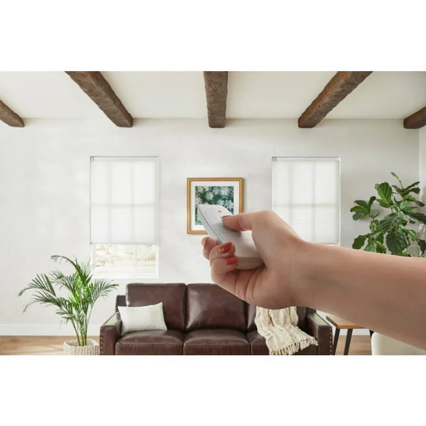 Home Decorators Collection White Cordless Light Filtering Motorized Cellular Shade with Remote Control-51.25 in. W x 48 in. L - W
