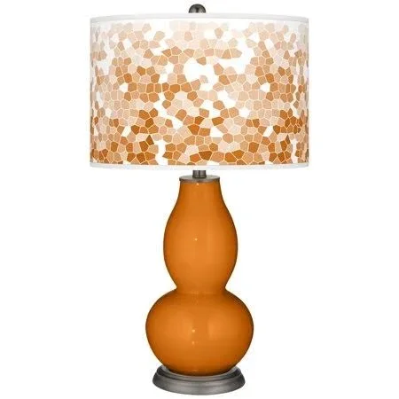 Cinnamon Spice Mosaic Giclee Double Gourd Table Lamp - Style #62M36