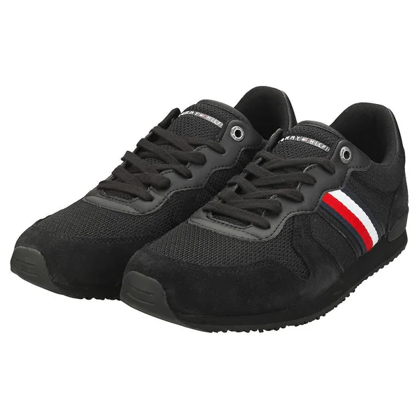 Tommy Hilfiger Iconic Material Mix Black White Red Mens Trainers - 8 UK