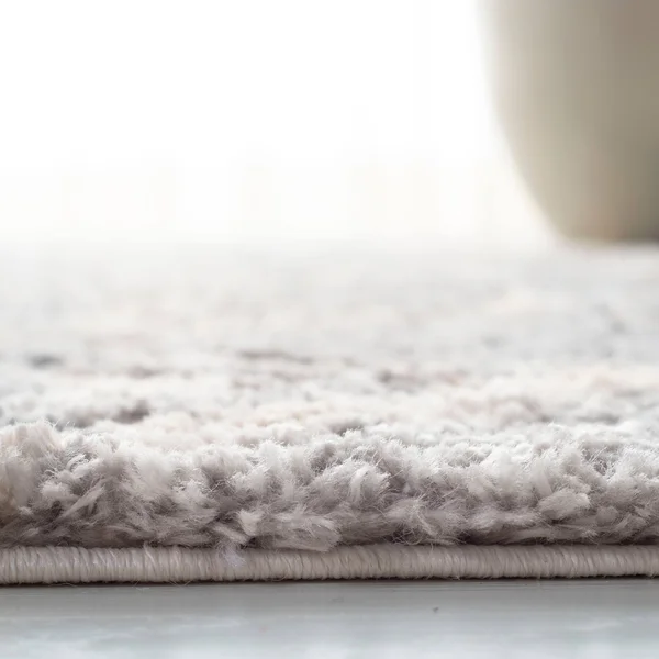 Safavieh Berber Shag Rug Collection BER213G - Grey, Cream - 8& x 8& Round