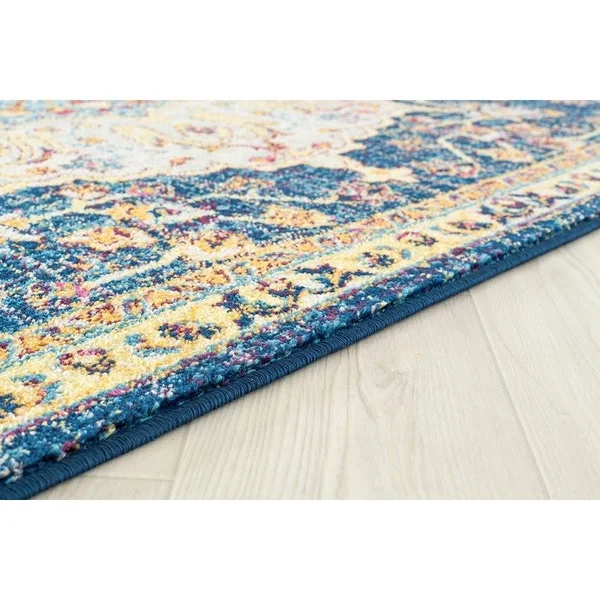Westfield Home Versailles Amberley Blue Runner Rug - 2&7 inch x 7&2 inch - Beige