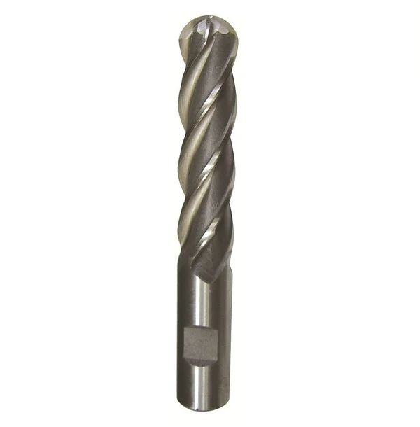 31/64x22 4 Flute Carbide Uncoated (Bright) 1x22 Flute Length 3x22 Overall Length 1/2x22 Shank Single End Ball End Mill - Drill Am