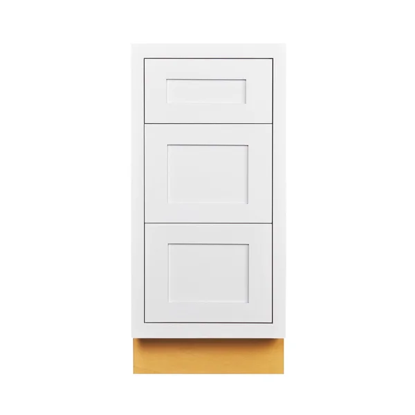 15 inch Wide Drawer Base Cabinet Three (3) Drawers Snow White Inset Shaker