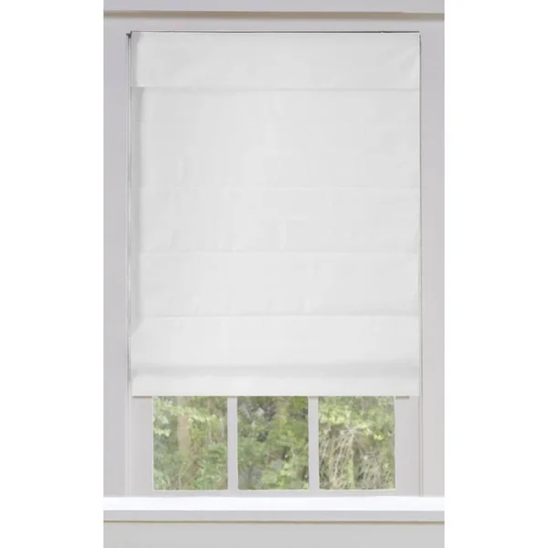 Allen + Roth 60-in x 72-in Snow Blackout Cordless Roman Shade Cotton in White, RBOWT600720