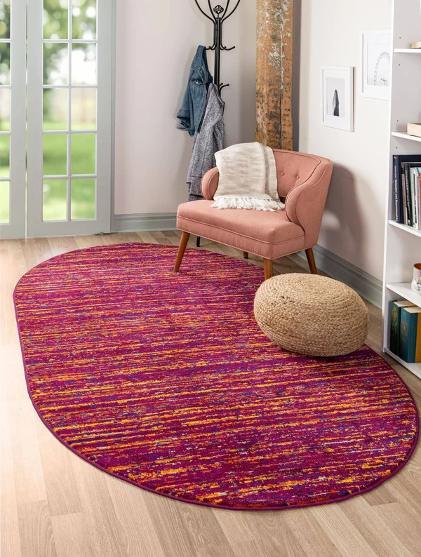 Unique Loom Calypso Mento Area Rug - Pink - 7' 10 x 10' 0 Oval