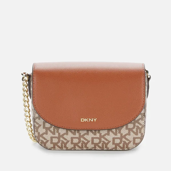 Dkny Women's Felicia - Flap Cross Body Bag - Tu0026C Logo - Chino/Caramel Tan