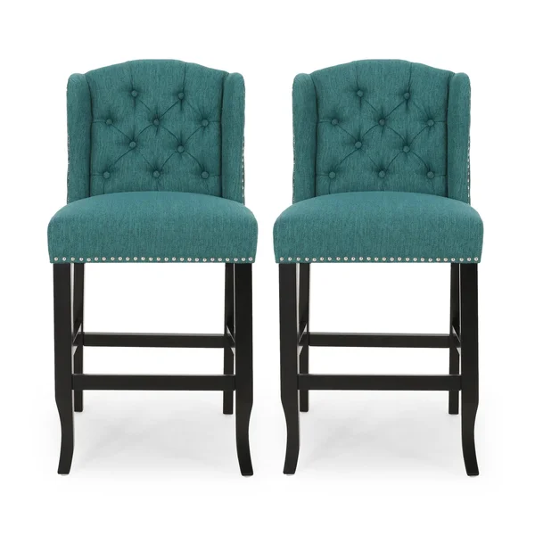 Set of 2 Foxcroft Wingback Counter Height Barstool Teal - Christopher Knight Home