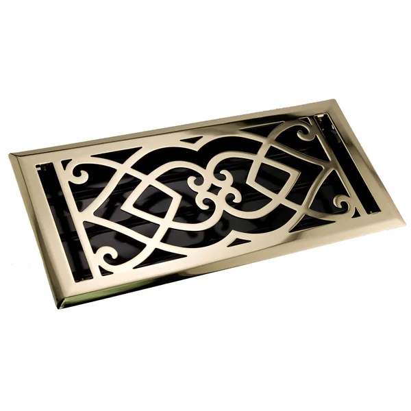 Victorian Steel Wall Register - Polished Brass 6x22x14x22 (7-1/4x22x15x22 Overall), Signature Hardware 253827