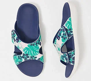 Spenco Orthotic Slide Sandals - Kholo Luau, Size 8 Wide, Dark Navy