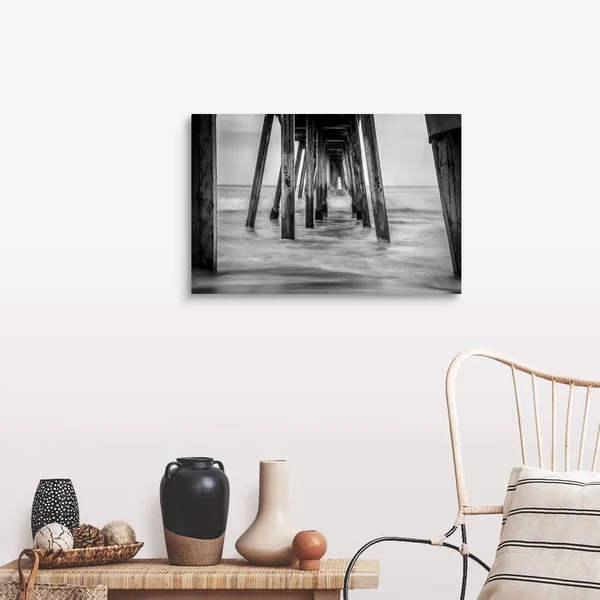 Surf in Black and White - Canvas Wall Art, 30x20, Great Big Canvas
