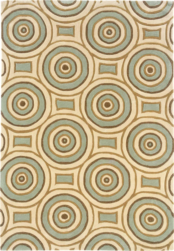 Linon Trio Area Rug - Cream - Aqua, Size: 8 x 10 ft.