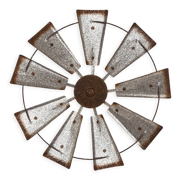 Glitzhome Wind Spinner Metal Wall Art in Metallic Silver