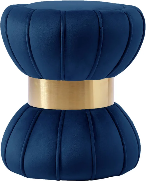 Design Edge Herberton Navy Velvet Ottoman