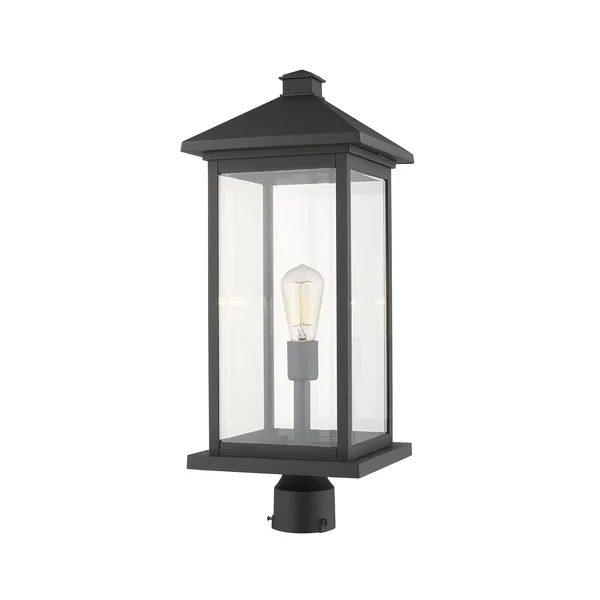 Z-Lite 531PHBXLR-BK Portland 1 Light Outdoor Post Mount Fixture in Black